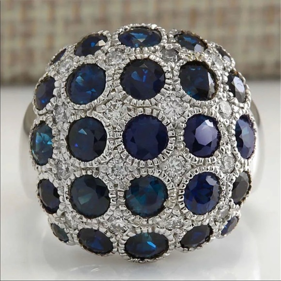 Luxury 925 Silver Sapphire Ring  New - Picture 4 of 11